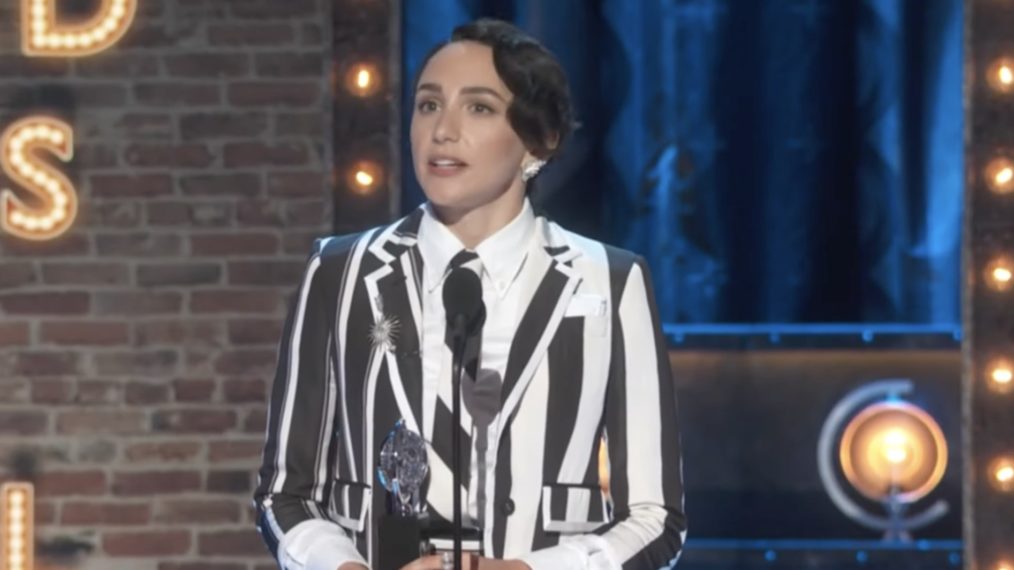 Lauren Patten accepts the award for Best Featured Actress in a Musical at the 74th Tony Awards