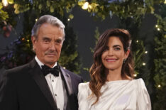 Victor Newman (Eric Braeden) walks daughter, Victoria Newman (Amelia Heinle) down the aisle in Y&R