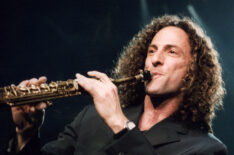 American soprano saxophonist Kenny G performs on stage, January 1997