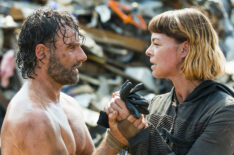 Andrew Lincoln as Rick Grimes and Pollyanna McIntosh as Jadis in The Walking Dead