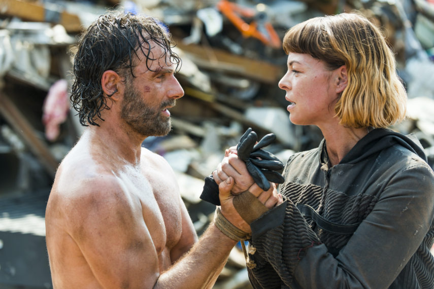 andrew lincoln as rick grimes, pollyanna mcintosh as jadis, the walking dead