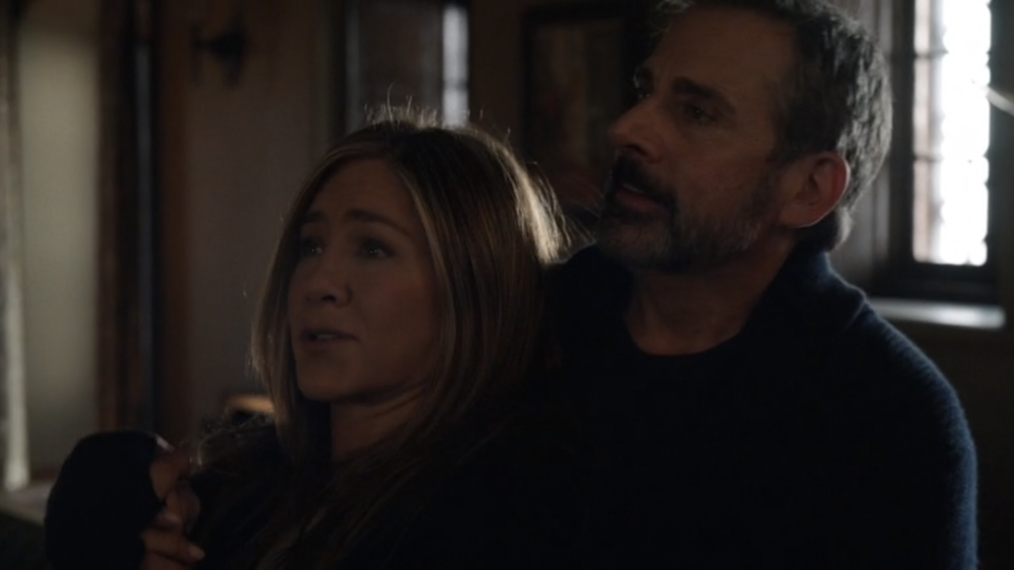 Jennifer Aniston as Alex Levy and Steve Carell as Mitch Kessler in The Morning Show