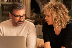 Steve Carell as Mitch Kessler and Valeria Golino as Paola Lambruschini in The Morning Show