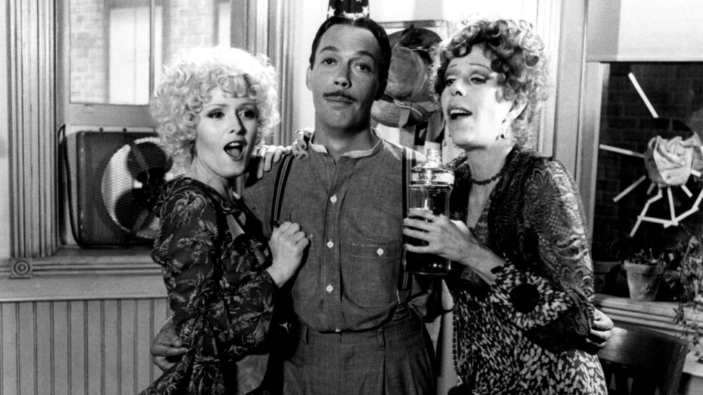 Bernadette Peters as Lily, Tim Curry as Rooster, Carol Burnett as Miss Hannigan in 'Annie' 1982