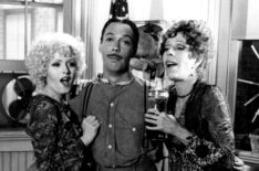 Bernadette Peters as Lily, Tim Curry as Rooster, Carol Burnett as Miss Hannigan in 'Annie' 1982