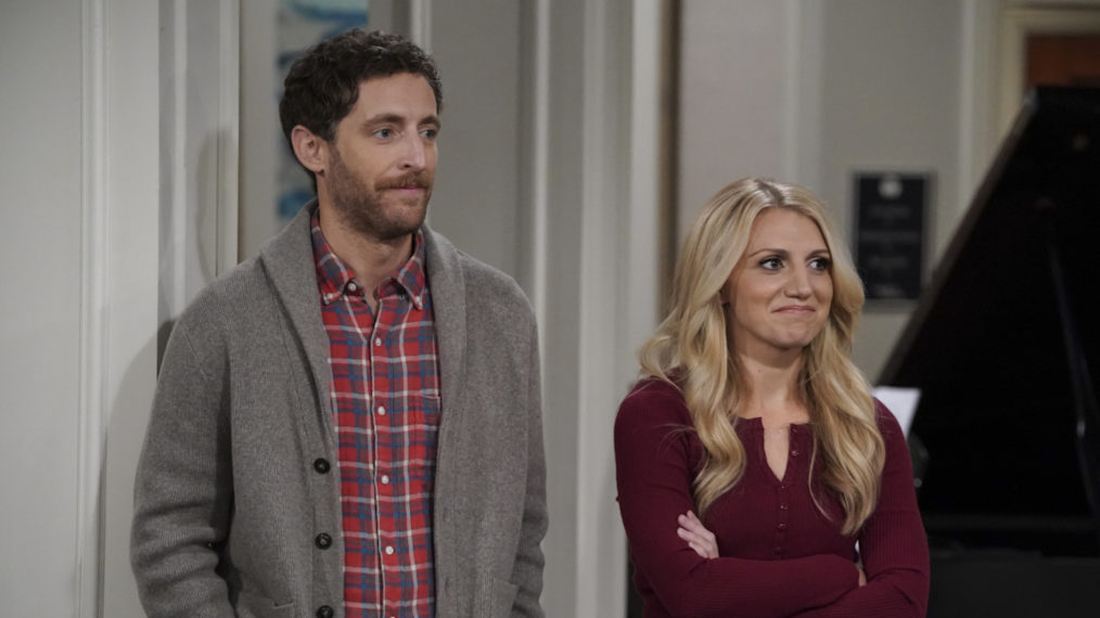 Thomas Middleditch as Drew, Annaleigh Ashford as Gina in B Positive