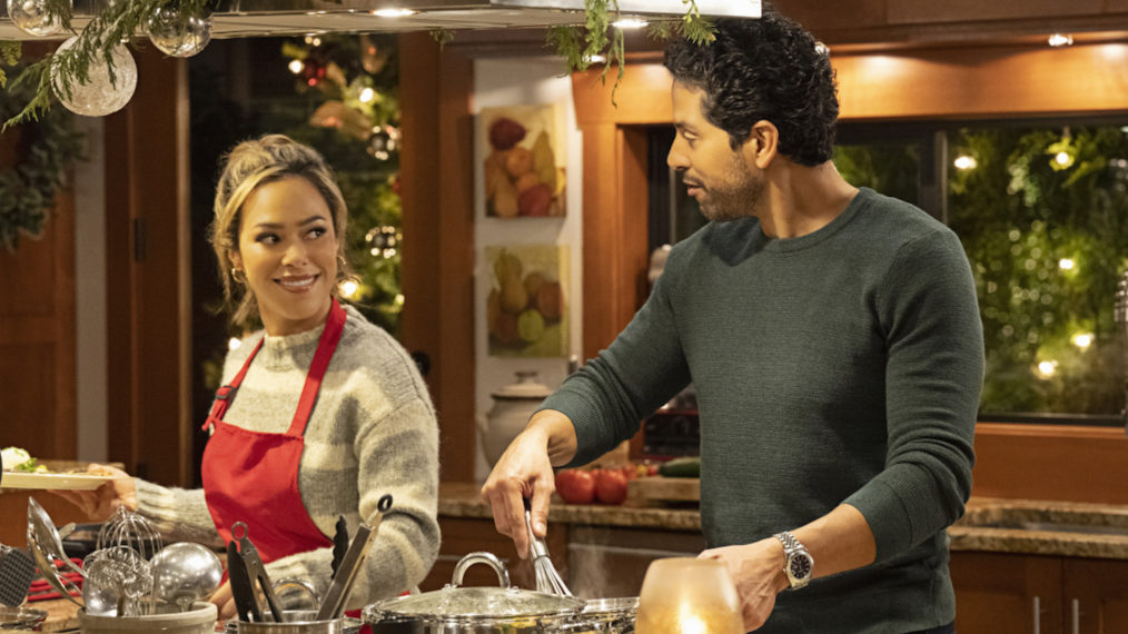 Jessica Camacho as Maria Winters, Adam Rodriguez as Julian Diaz in A Christmas Proposal