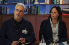 William Petersen as Dr. Gil Grissom, Jorja Fox as Sara Sidle in CSI: Vegas