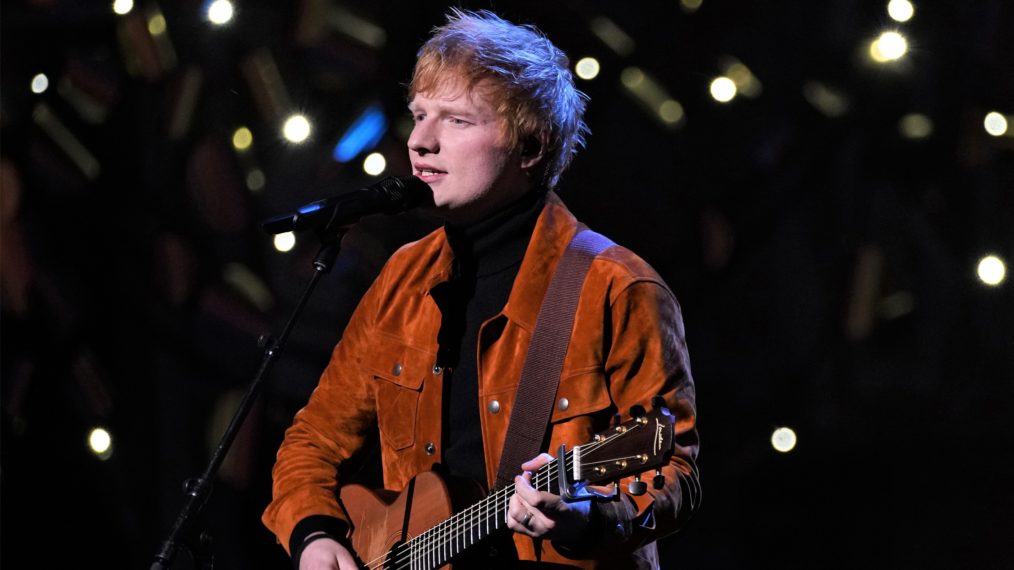 Ed Sheeran performing on Saturday Night Live