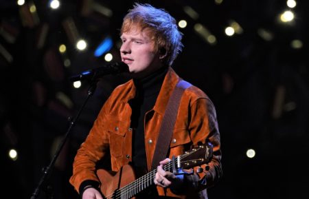 Ed Sheeran performing on Saturday Night Live