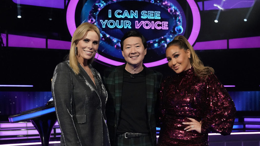 Cheryl Hines, Ken Jeong, Adrienne Bailon-Houghton in I Can See Your Voice