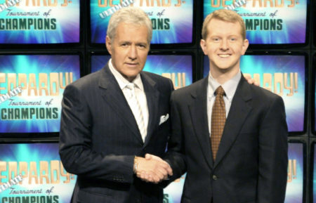 Jeopardy host Alex Trebek with Ken Jennings