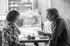 Olivia Colman as Susan and David Thewlis as Christopher in a diner in 'Landscapers' on HBO