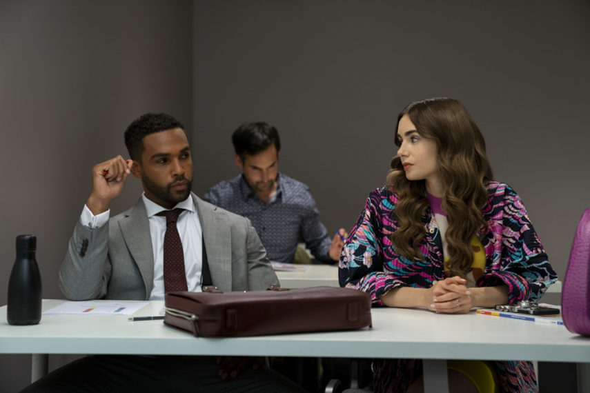Lucien Laviscount as Alfie, Lily Collins as Emily in episode 204 of Emily in Paris