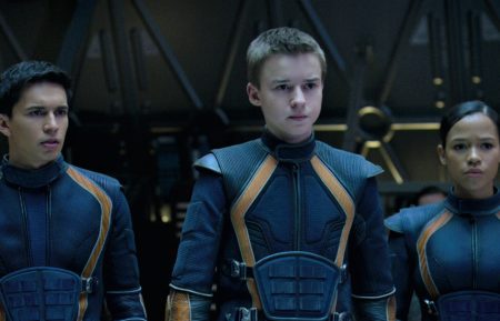 Lost in Space Season 3 - Ajay Friese as Vijay, Maxwell Jenkins as Will Robinson, Taylor Russell as Judy Robinson