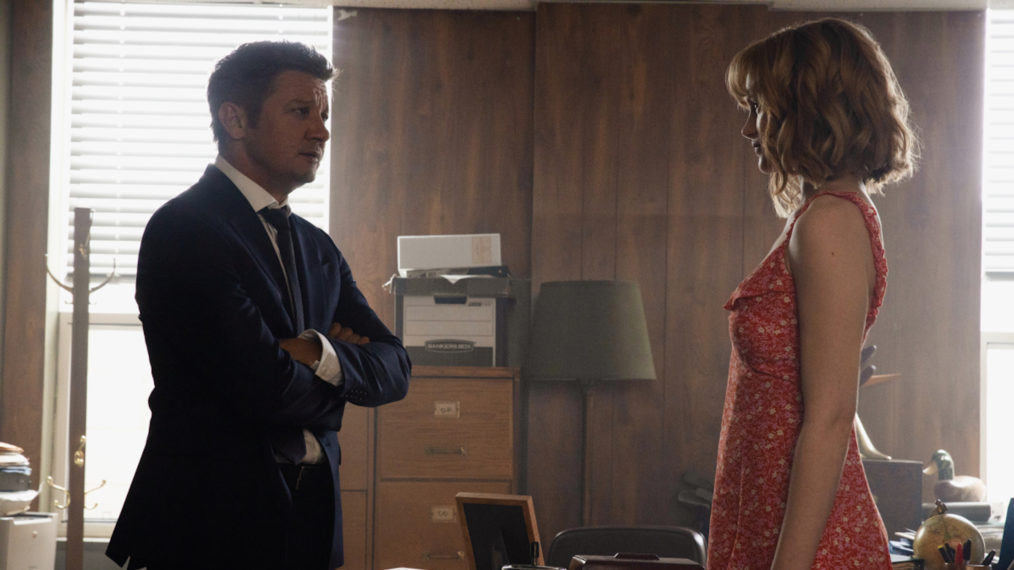 Jeremy Renner as Mike, Emma Laird as Iris in Mayor of Kingstown