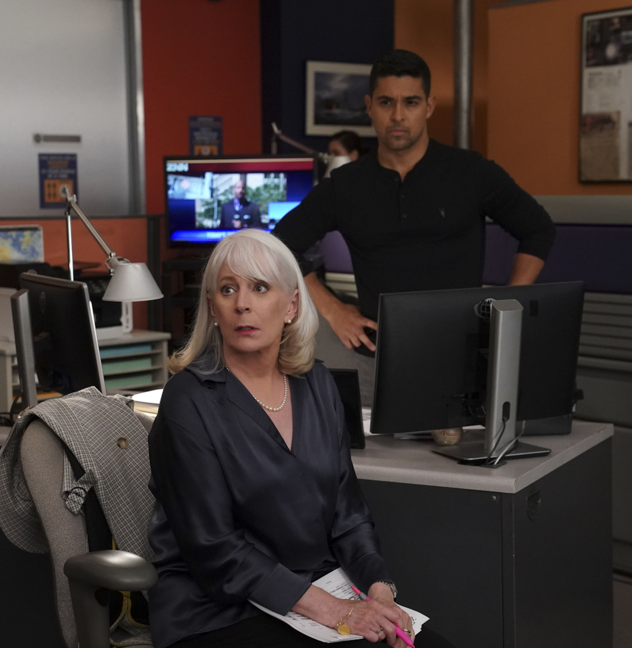 Patricia Richardson as Judy Price Fielding, Wilmer Valderrama as Torres in NCIS