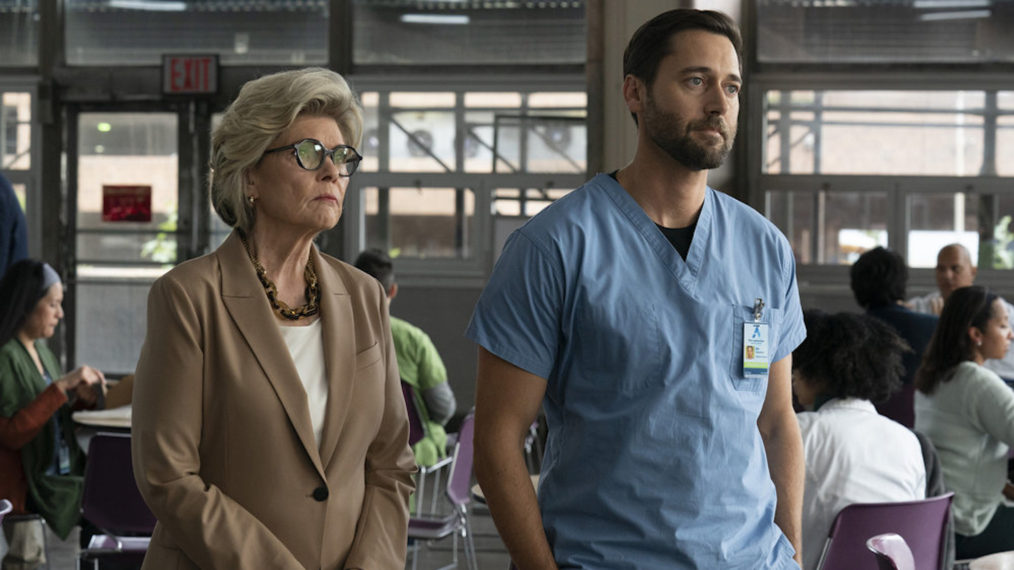 Debra Monk as Karen Brantley, Ryan Eggold as Dr. Max Goodwin in New Amsterdam