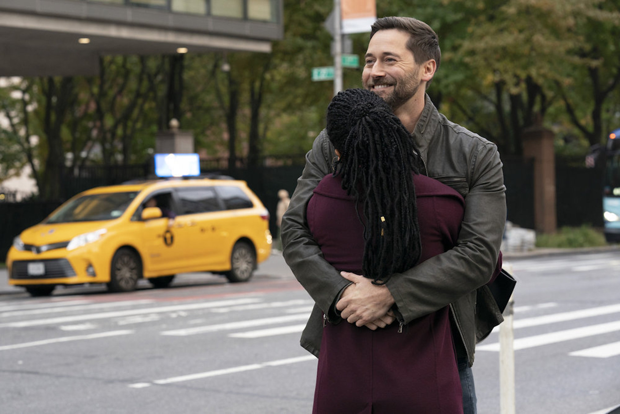 Freema Agyeman as Dr. Helen Sharpe, Ryan Eggold as Dr. Max Goodwin in New Amsterdam