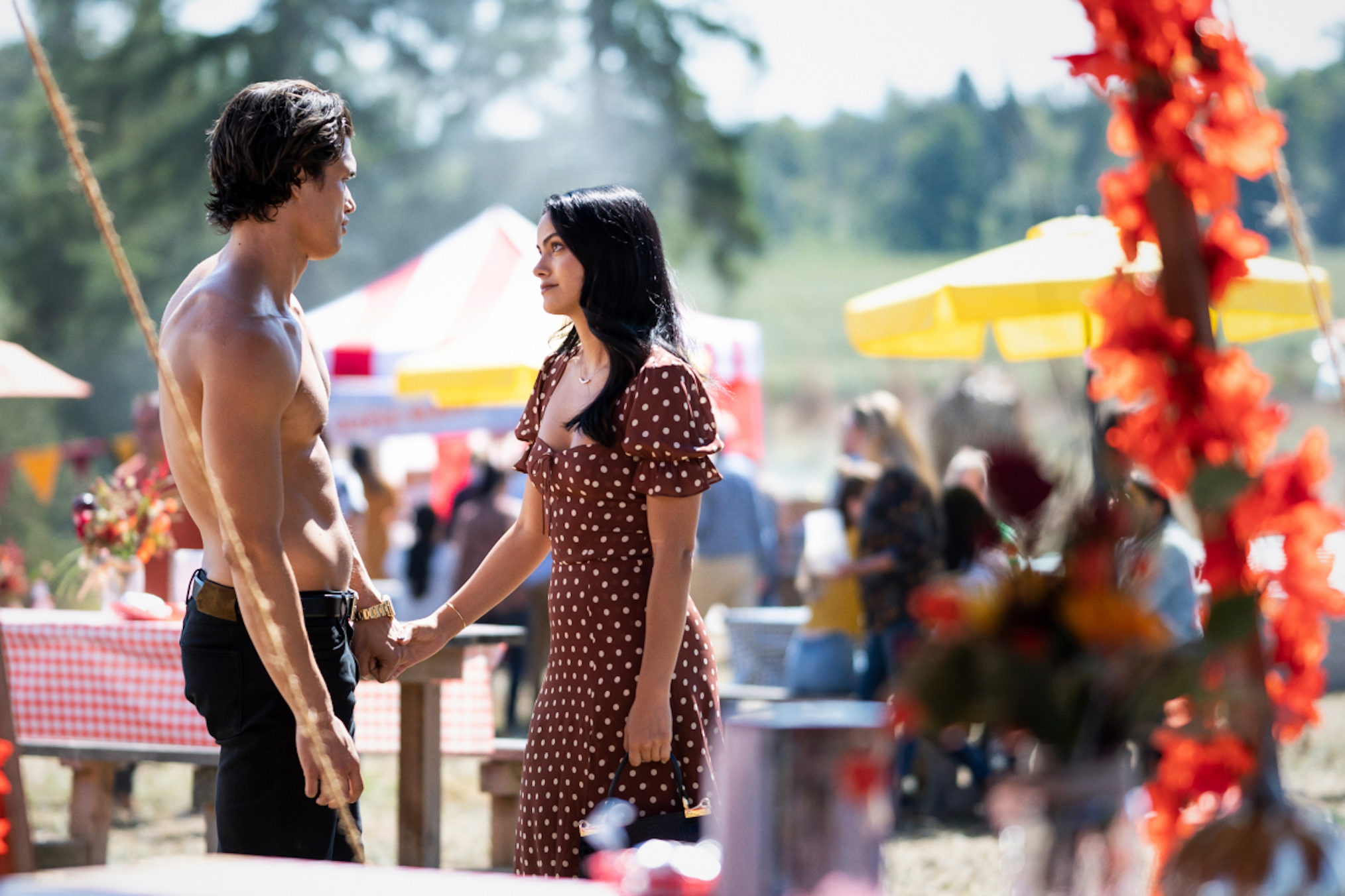 Charles Melton as Reggie, Camila Mendes as Veronica in Riverdale