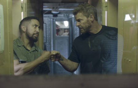 Neil Brown Jr. as Ray, David Boreanaz as Jason in SEAL Team