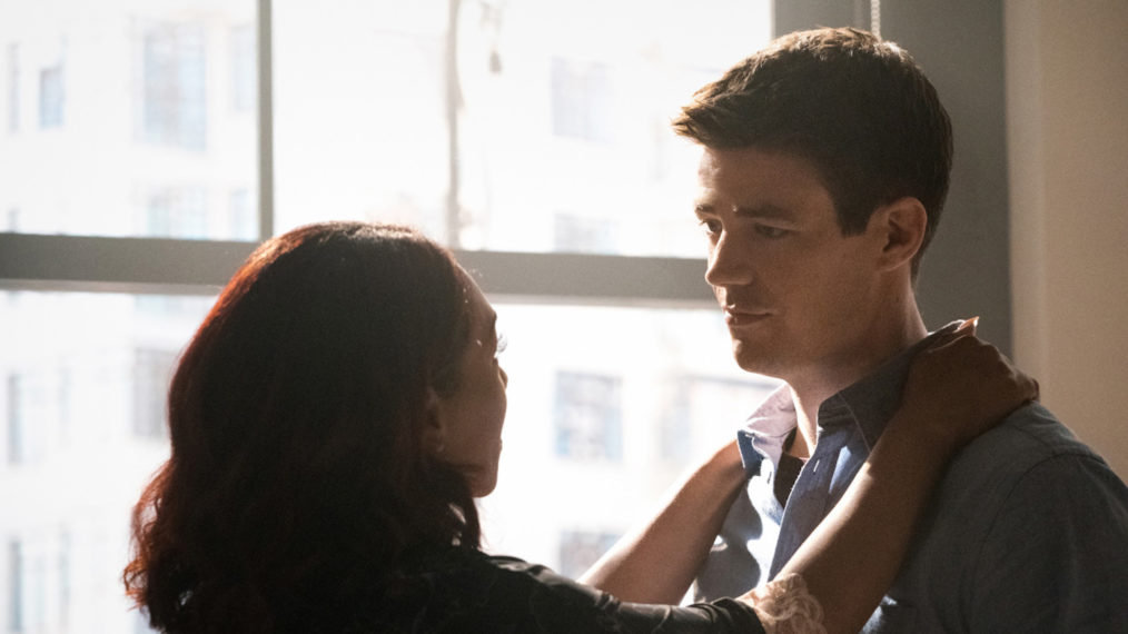 Candice Patton as Iris, Grant Gustin as Barry in The Flash