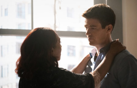 Candice Patton as Iris, Grant Gustin as Barry in The Flash