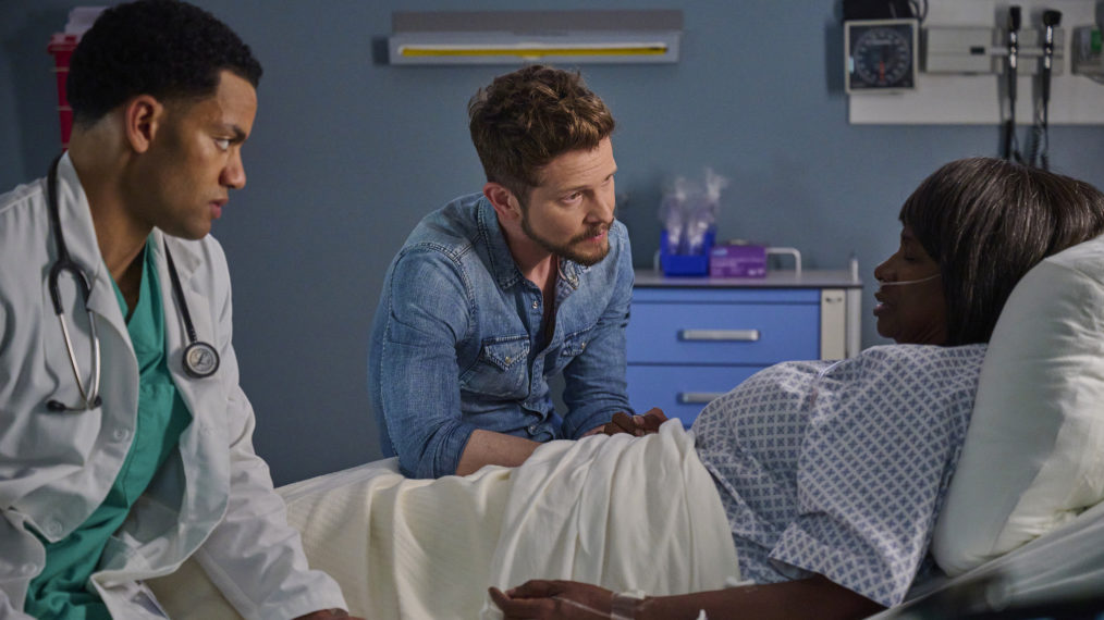 Miles Fowler, Matt Czuchry, Summer Selby in The Resident