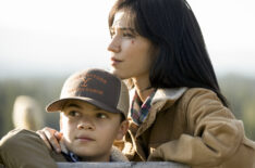 Brecken Merrill as Tate, Kelsey Asbille as Monica in Yellowstone