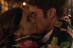 Lucas Bravo and Lily Collins kissing in Emily in Paris
