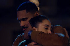 Jeff Pierre as Trey Barentt and Lindsey Morgan as Micki Ramirez hugging in Walker - 'Douglas Fir'