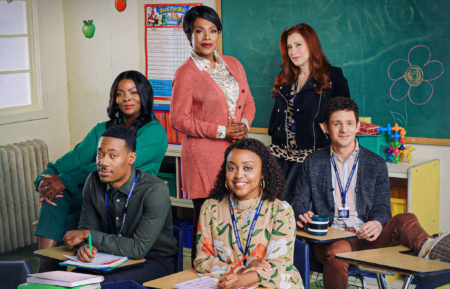 'Abbott Elementary,' ABC, Tyler James Williams as Gregory, Janelle James as Ava, Quinta Brunson as Janine, Sheryl Lee Ralph as Barbara, Chris Perfetti as Jacob, and Lisa Ann Walter as Melissa