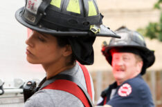Miranda Rae Mayo as Stella Kidd, Christian Stolte as Randall Mouch McHolland in Chicago Fire