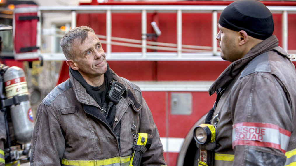 David Eigenberg as Christopher Herrmann, Joe Minoso as Joe Cruz in Chicago Fire