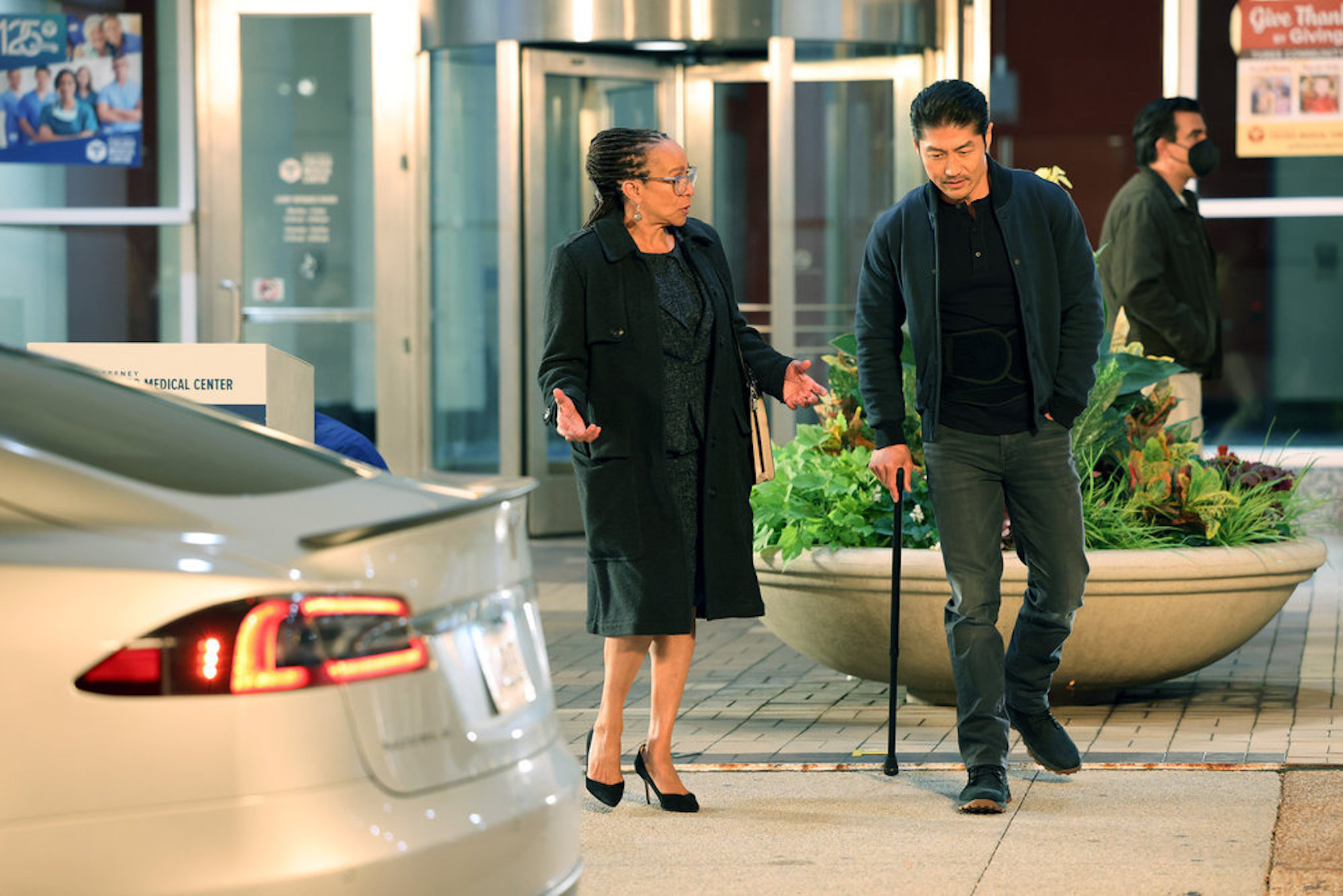 S. Epatha Merkerson as Sharon Goodwin, Brian Tee as Ethan Choi in Chicago Med