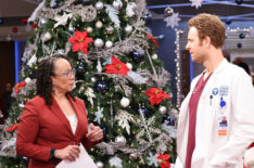S. Epatha Merkerson as Sharon Goodwin, Nick Gehlfuss as Dr. Will Halstead in Chicago Med - Season 7, 'Secret Santa Has A Gift For You'