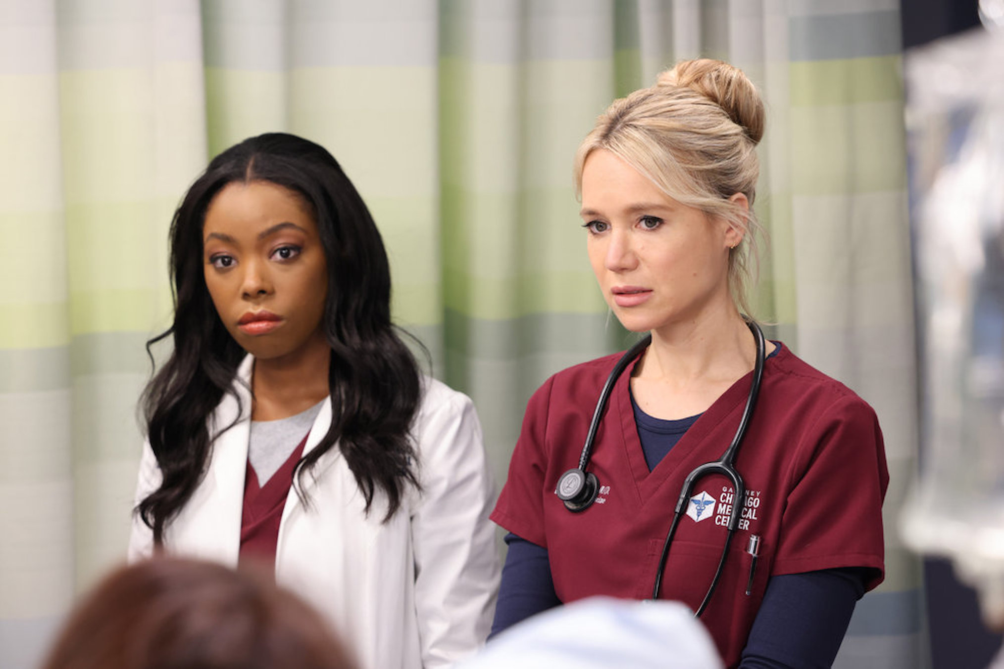 Asjha Cooper as Vanessa Taylor, Kristin Hager as Dr. Stevie Hammer in Chicago Med