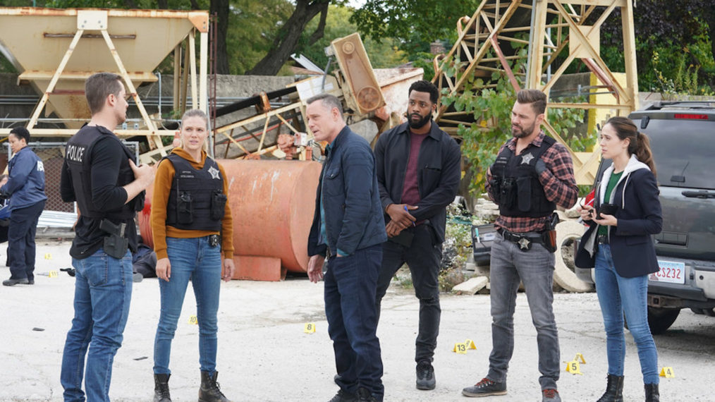 Jesse Lee Soffer, Tracy Spiridakos, Jason Beghe, LaRoyce Hawkins, Patrick John Flueger, Marina Squerciati in Chicago PD