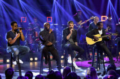 Nathan Morris and Wanya Morris, Brett Young and Boyz II Men Shawn Stockman perform at CMT Crossroads