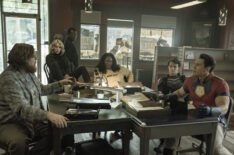 'Peacemaker,' HBO Max, Economos (Steve Agee), Harcourt (Jennifer Holland), Murn (Chukwudi Iwuji), Adebayo (Danielle Brooks), Vigilante (Freddie Stroma), Peacemaker (John Cena)