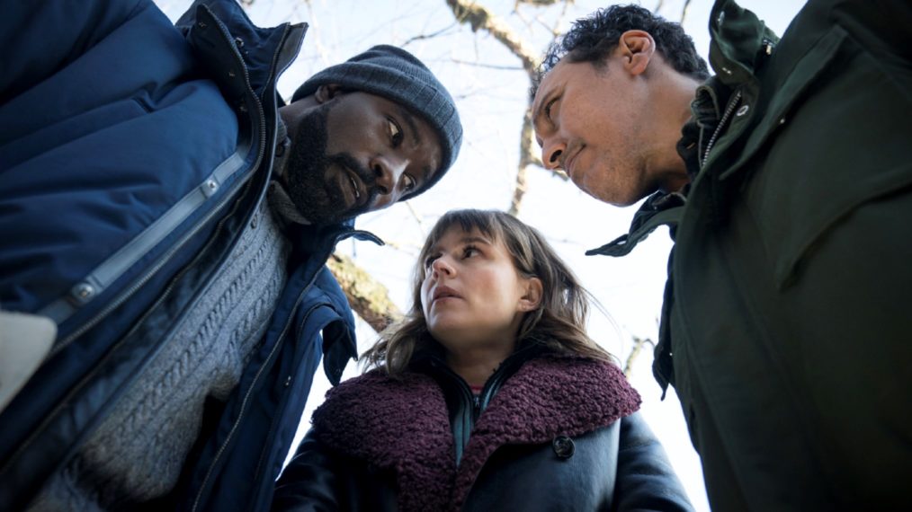 Mike Colter as David Acosta, Katja Herbers as Kristen Bouchard, and Aasif Mandvi as Ben Shakir in Evil