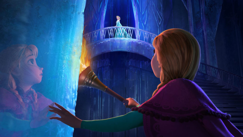 Kristen Bell as Anna, Idina Menzel as Elsa in Frozen