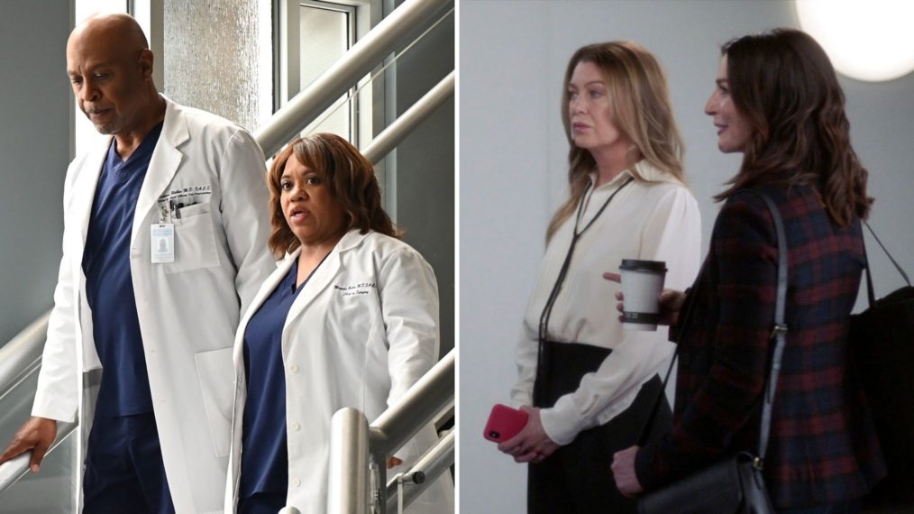 James Pickens Jr, Chandra Wilson, Ellen Pompeo, Caterina Scorsone in Grey's Anatomy