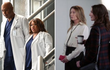 James Pickens Jr, Chandra Wilson, Ellen Pompeo, Caterina Scorsone in Grey's Anatomy