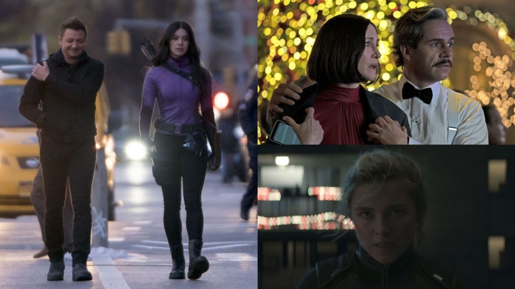 'Hawkeye,' Disney+, Finale Theories, Jeremy Renner as Clint Barton, Hailee Steinfeld as Kate Bishop, Vera Farmiga as Eleanor Bishop, Tony Dalton as Jack Duquesne, Florence Pugh as Yelena Belova