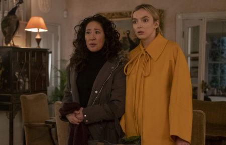 Sandra Oh as Eve Polastri and Jodie Comer as Villanelle in Killing Eve