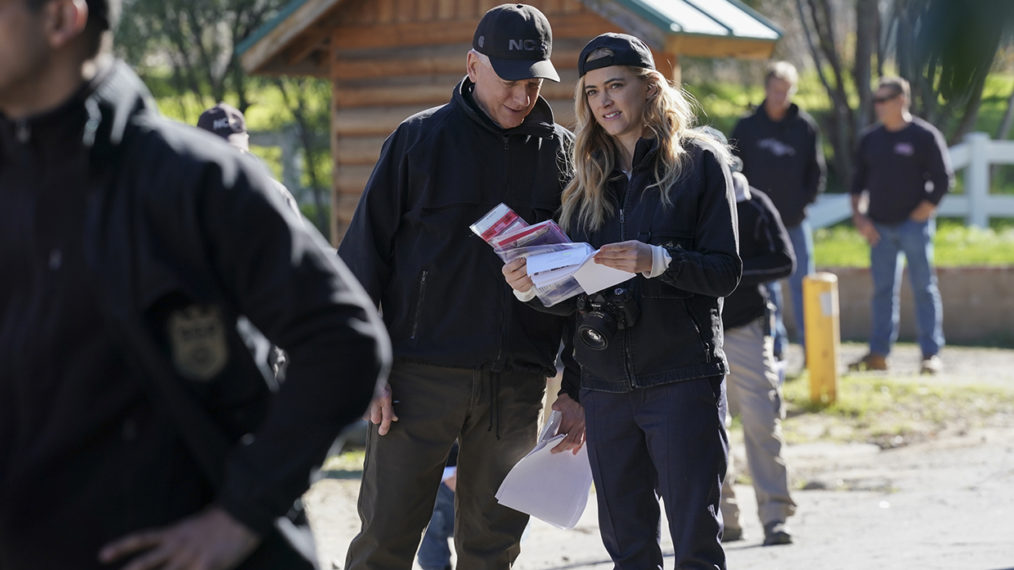 Mark Harmon as NCIS Special Agent Leroy Jethro Gibbs, Emily Wickersham as NCIS Special Agent Ellie Bishop