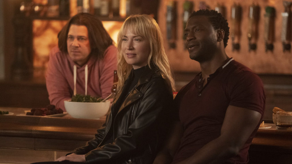 Christian Kane, Beth Riesgraf, Aldis Hodge in Leverage Redemption