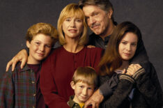 Picket Fences - Justin Shenkarow (as Matthew Brock), Kathy Baker (as Dr. Jill Brock), Tom Skerritt (as Sheriff Jimmy Brock), Holly Marie Combs (as Kimberly Brock), and Adam Wylie (as Zachary Brock)