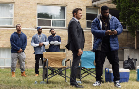 Jeremy Renner as Mike, Tobi Bamtefa as Bunny in Mayor of Kingstown